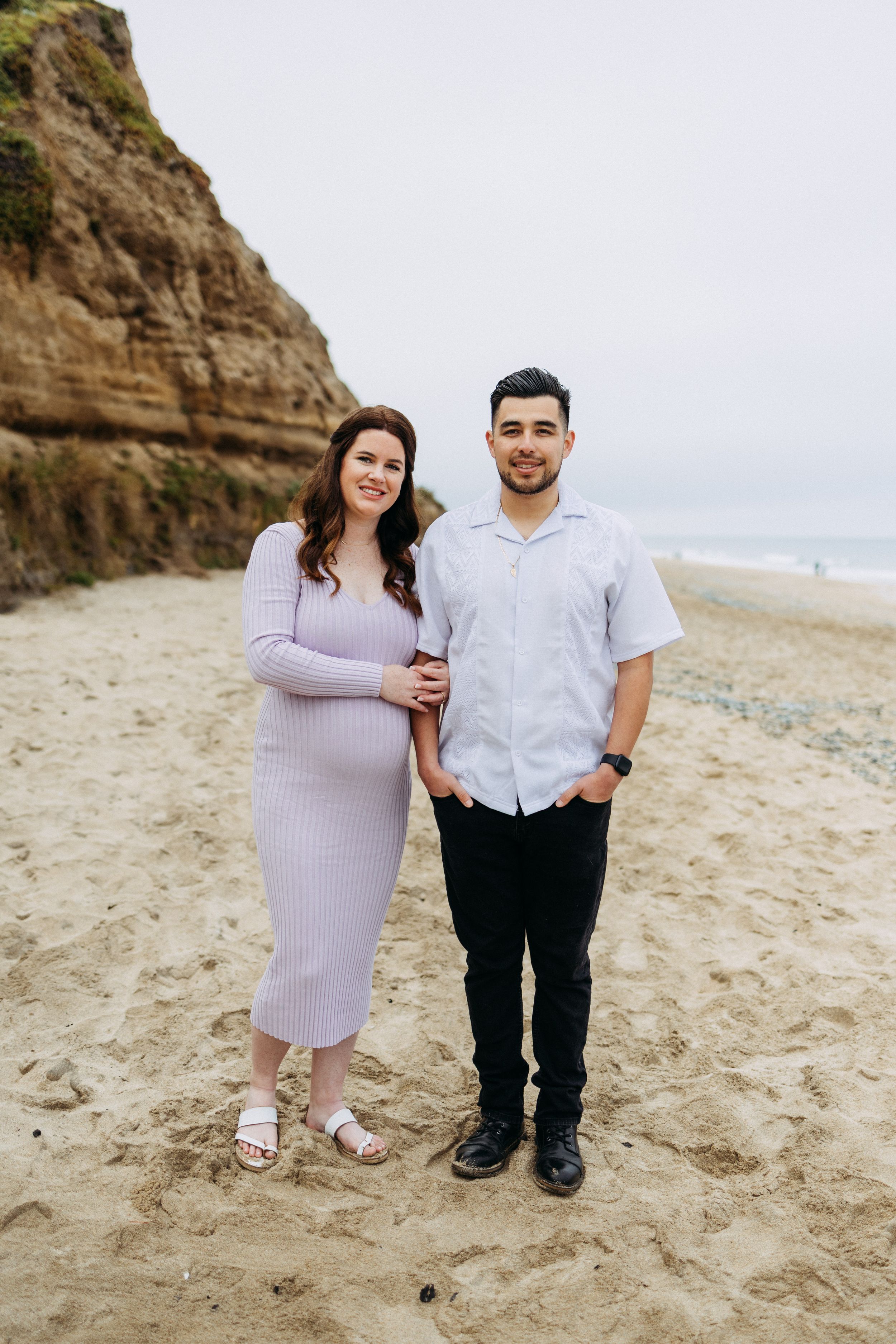 Overcast beach maternity portraits
