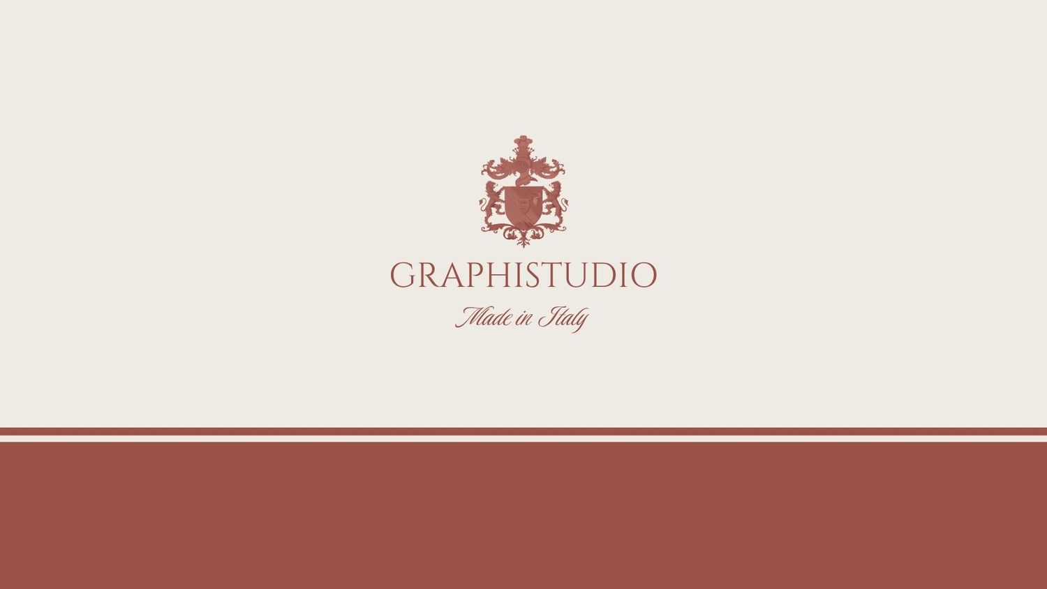 A vintage-inspired logo design featuring a decorative red crest and 'Graphistudio' text on a beige and burgundy background.