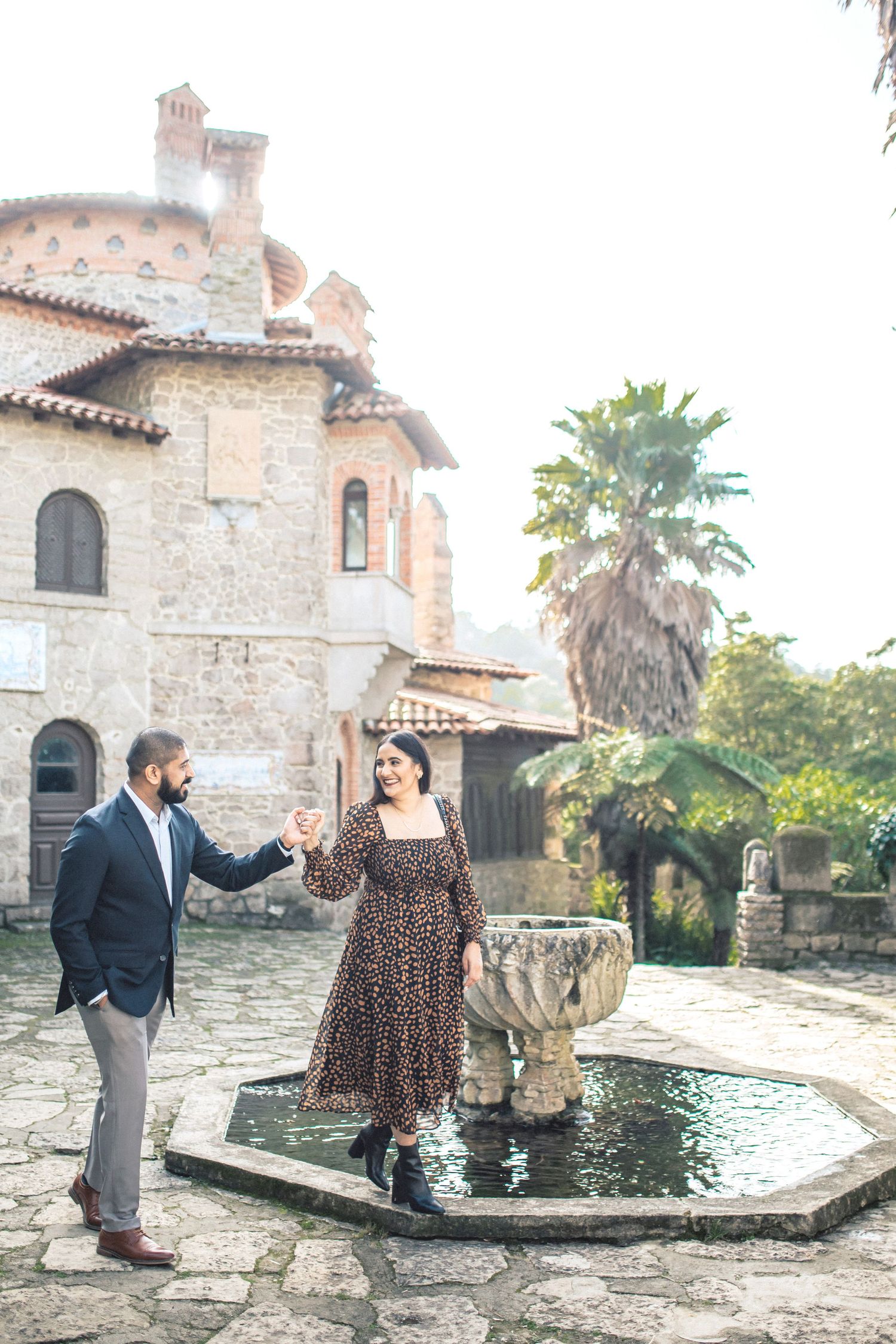 Romantic engagement photoshoot at villa sasseti in the historic Sintra village center during a Destination Wedding in Portugal