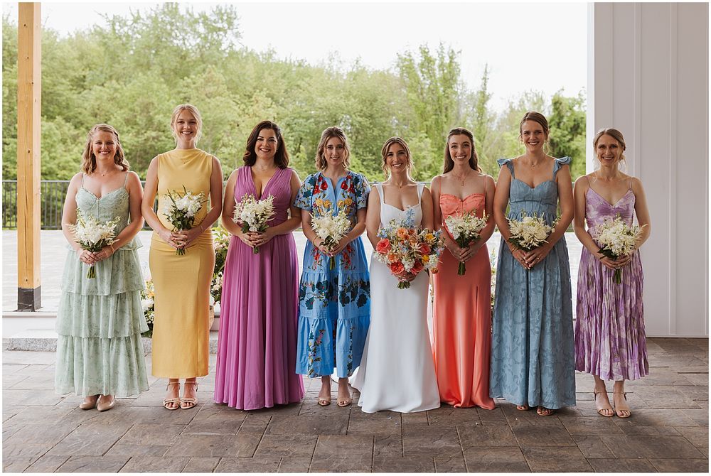 Bride and bridesmaids at a Hyla Brook Estate wedding