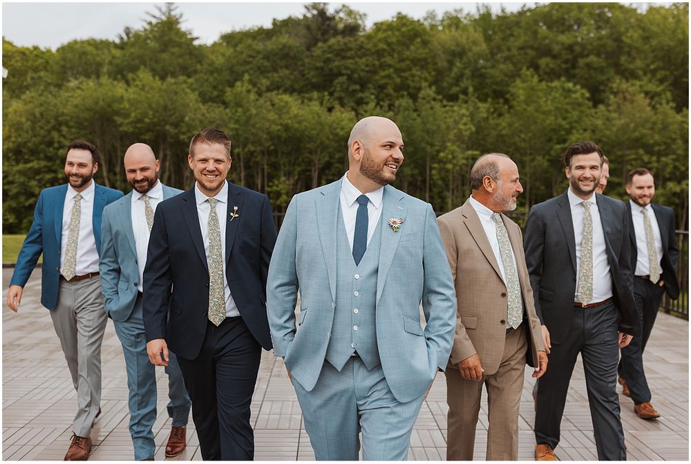 Groom and groomsmen at a Hyla Brook Estate wedding