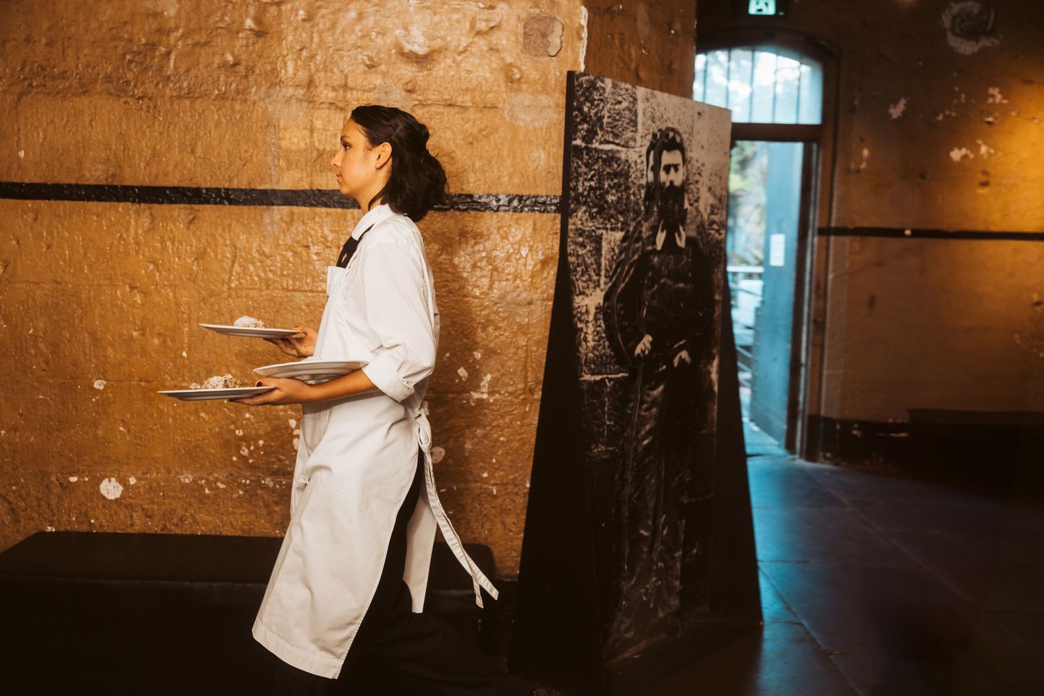 National Trust Ned Kelly themed dinner at Old Melbourne Gaol - heritage event photography Melbourne
