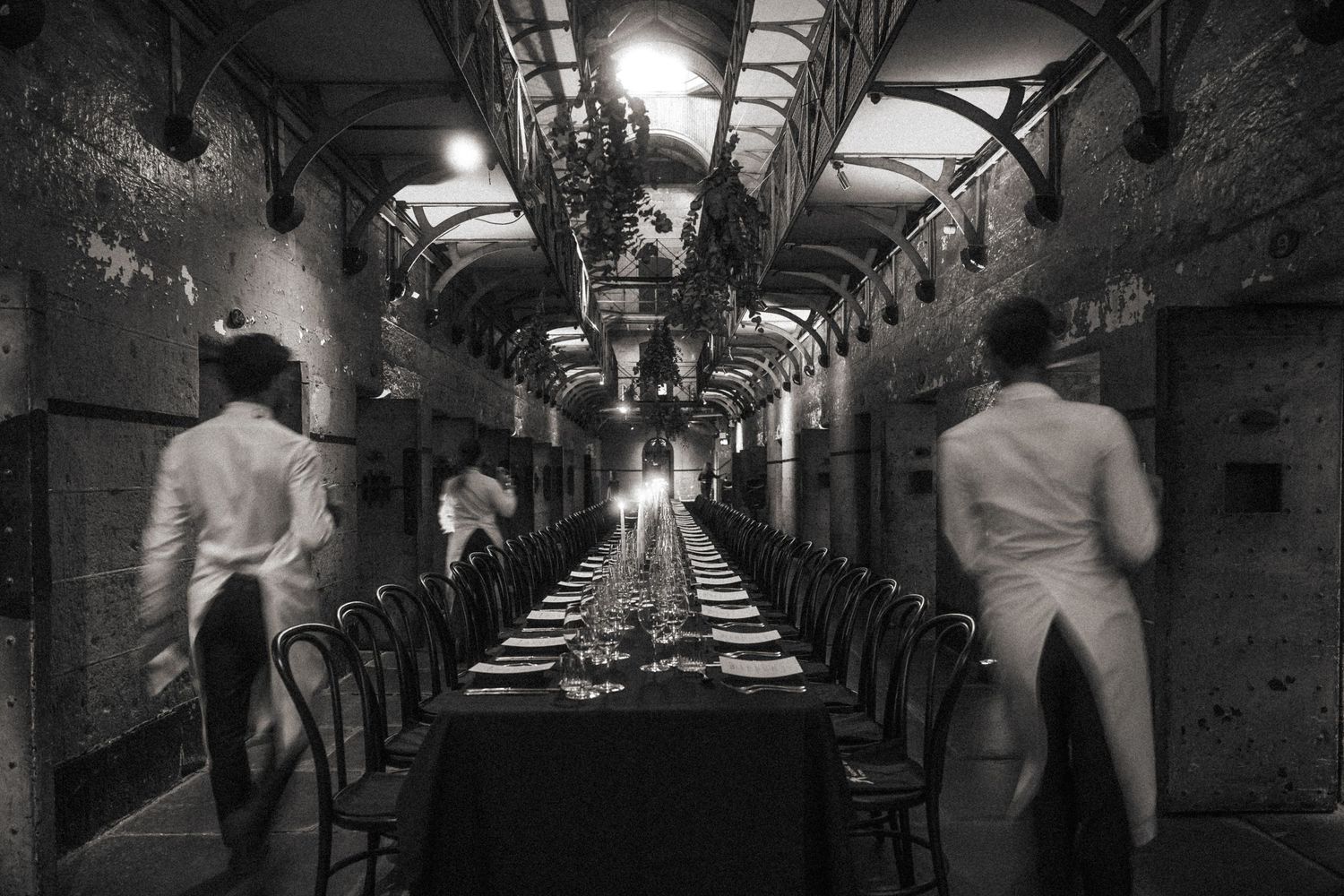 National Trust Ned Kelly themed dinner at Old Melbourne Gaol - heritage event photography Melbourne