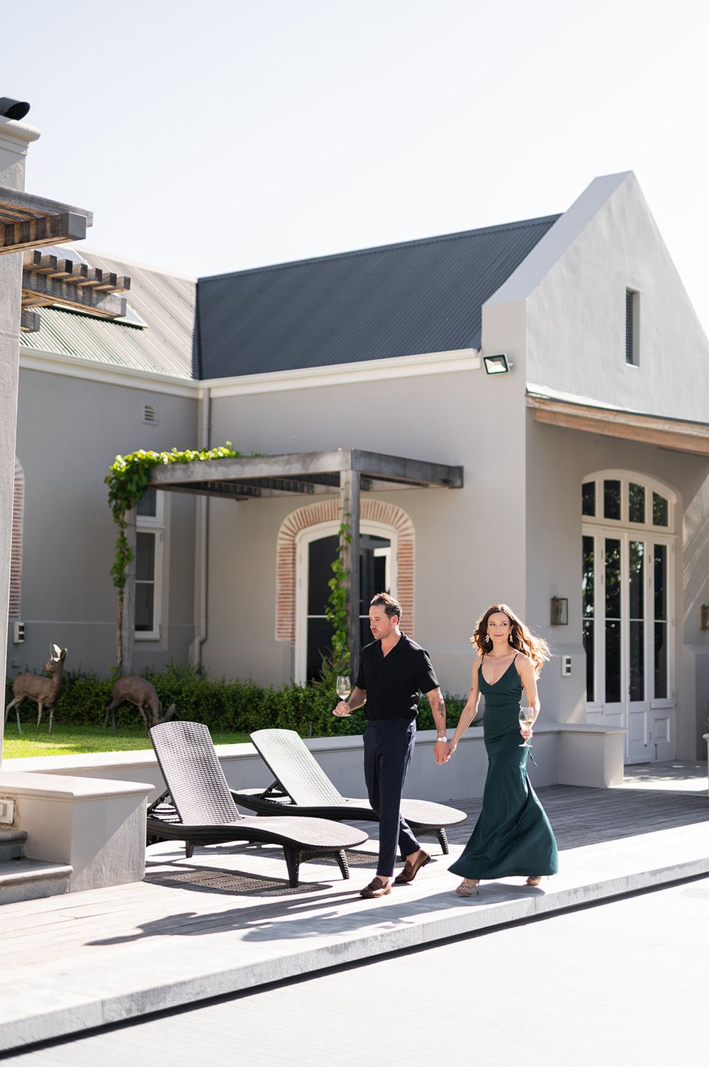 Intentional Franschhoek, Cape Town engagement session capturing soulful, effortless love with warm spring light, sophisticated looks and fun