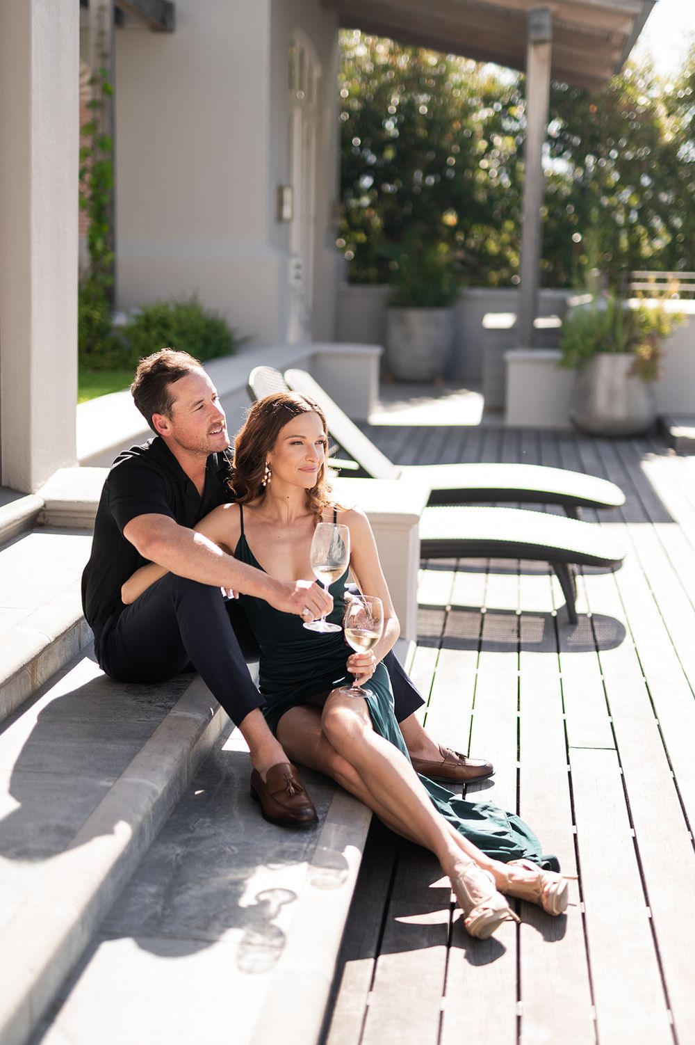 Intentional Franschhoek, Cape Town engagement session capturing soulful, effortless love with warm spring light, sophisticated looks and fun