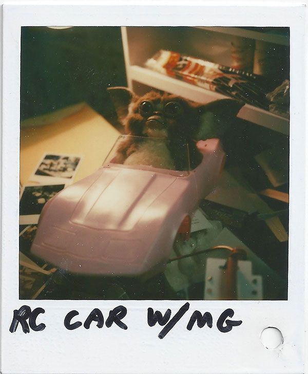 BTS Polaroids from Gremlins showing the Corvette