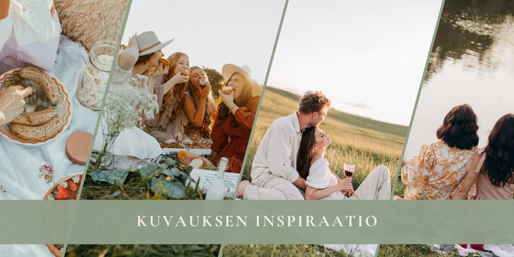 Kesäinen minikuvauspäivä Jyväskylä. Aurinkoinen miljöö, jossa kuvataan pariskuntia, ystäviä tai perheitä.