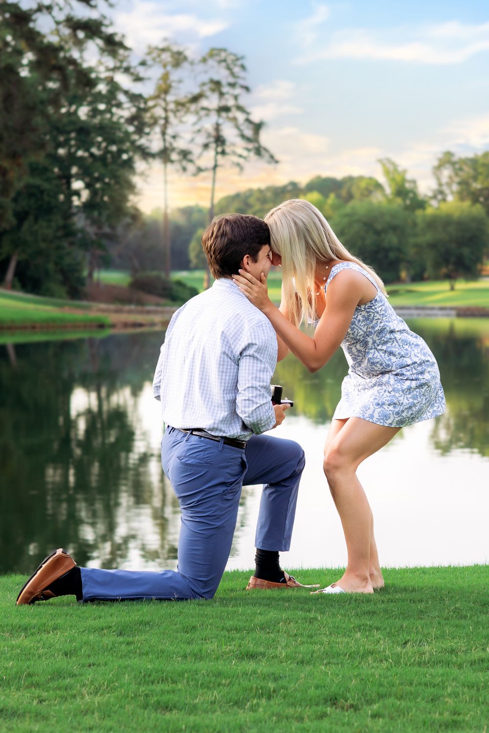Surprise proposal moment at Athens Country Club, captured by Athens GA photographer - Ansley Howe Photography