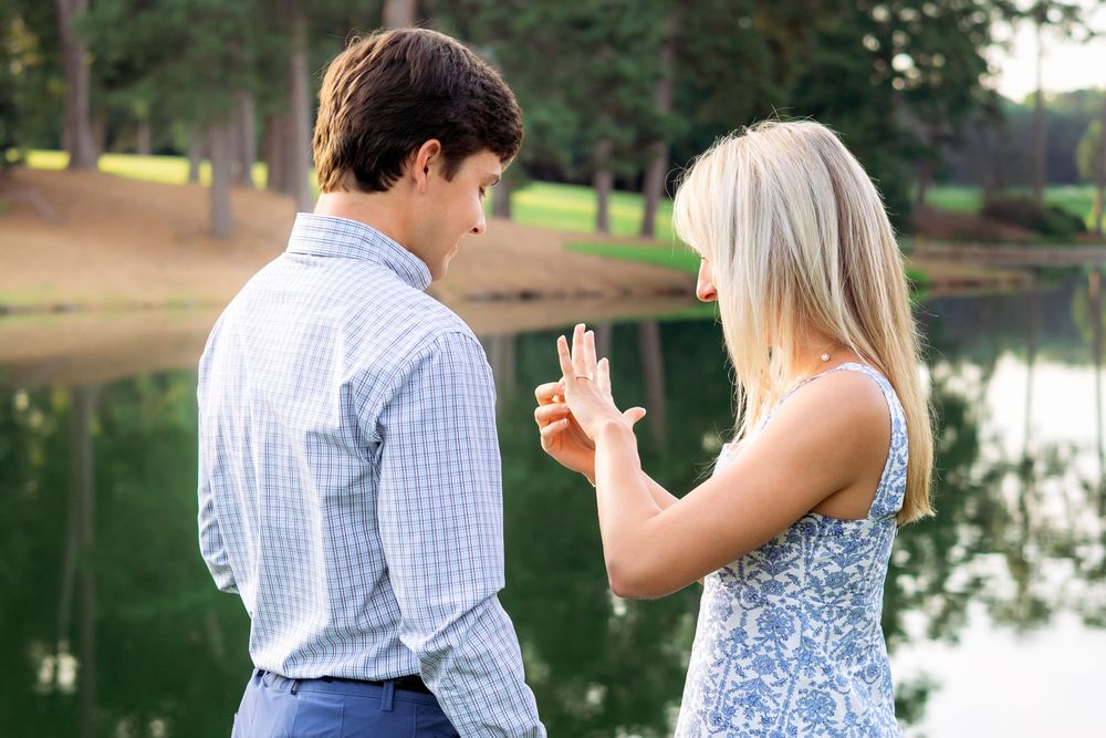Surprise proposal moment at Athens Country Club, captured by Athens GA photographer Ansley Howe