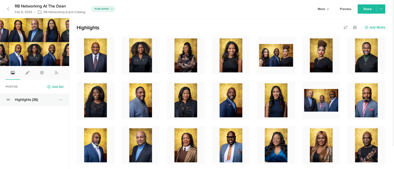 Professional business headshot portraits of team members in corporate attire against neutral backgrounds.