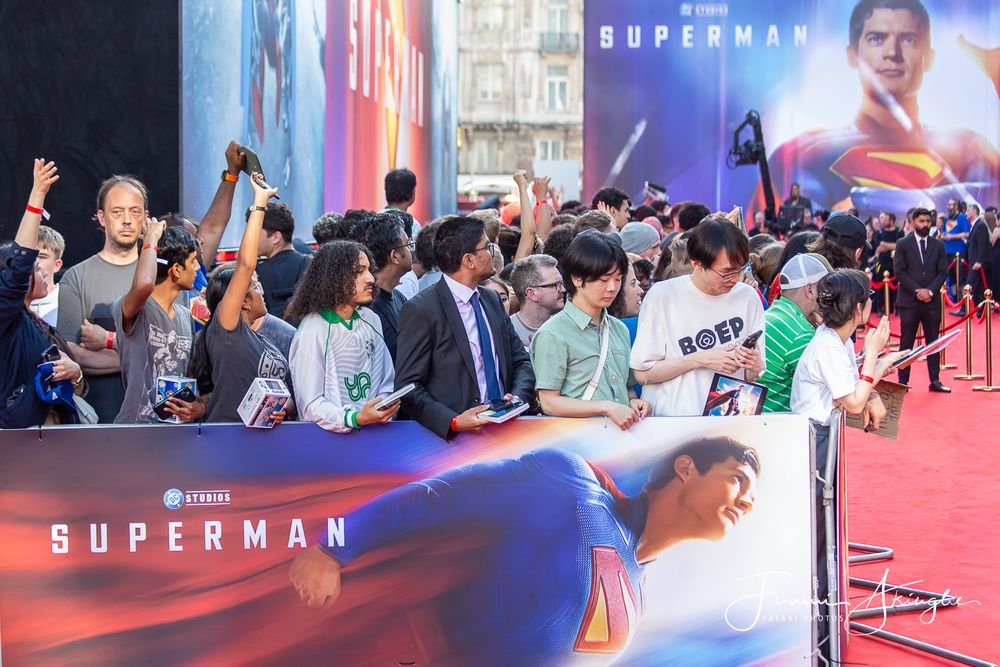 Superman superfans at the UK Fan Event for the 2025 movie at Leicester Square, London