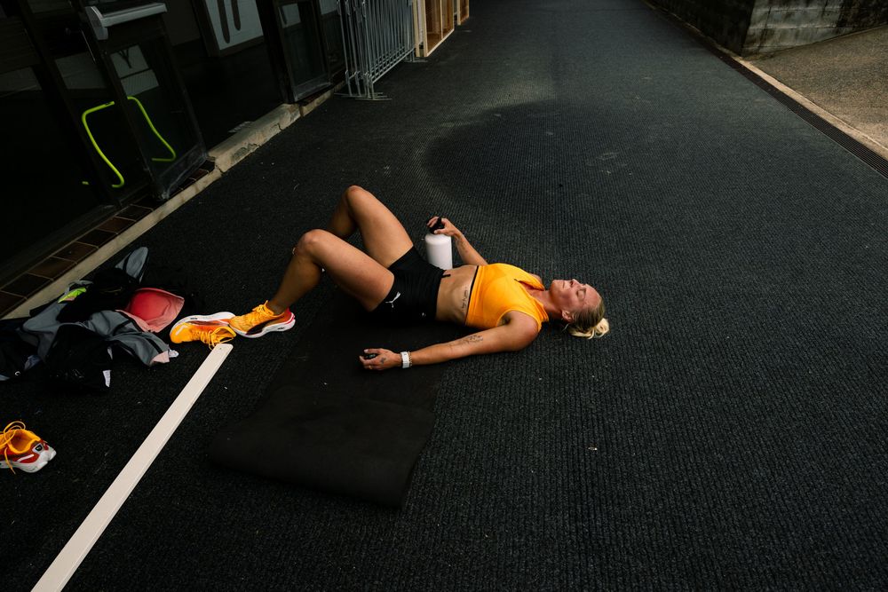 Liz Clay (elite athlete) after a difficult session