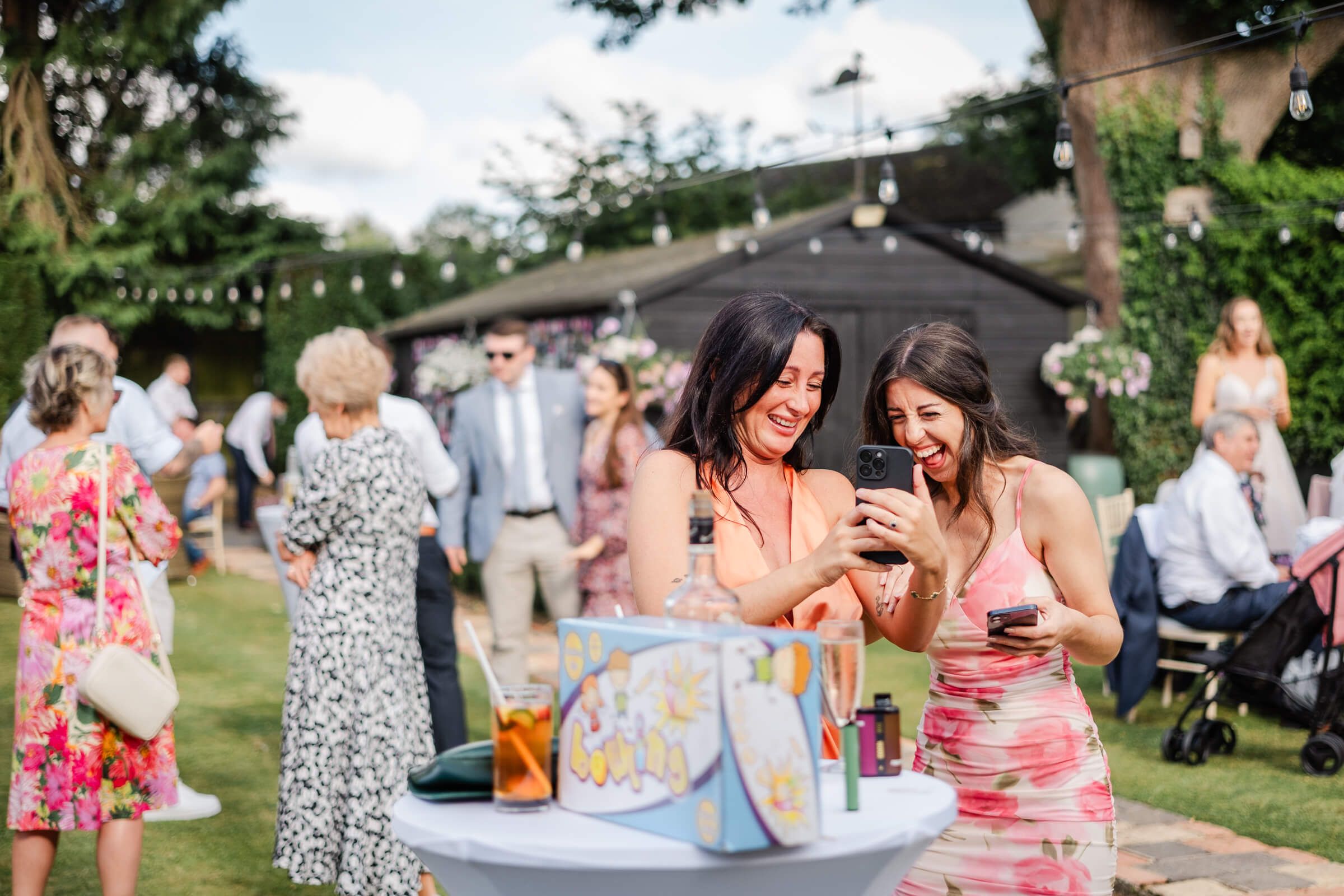 wedding guests having fun