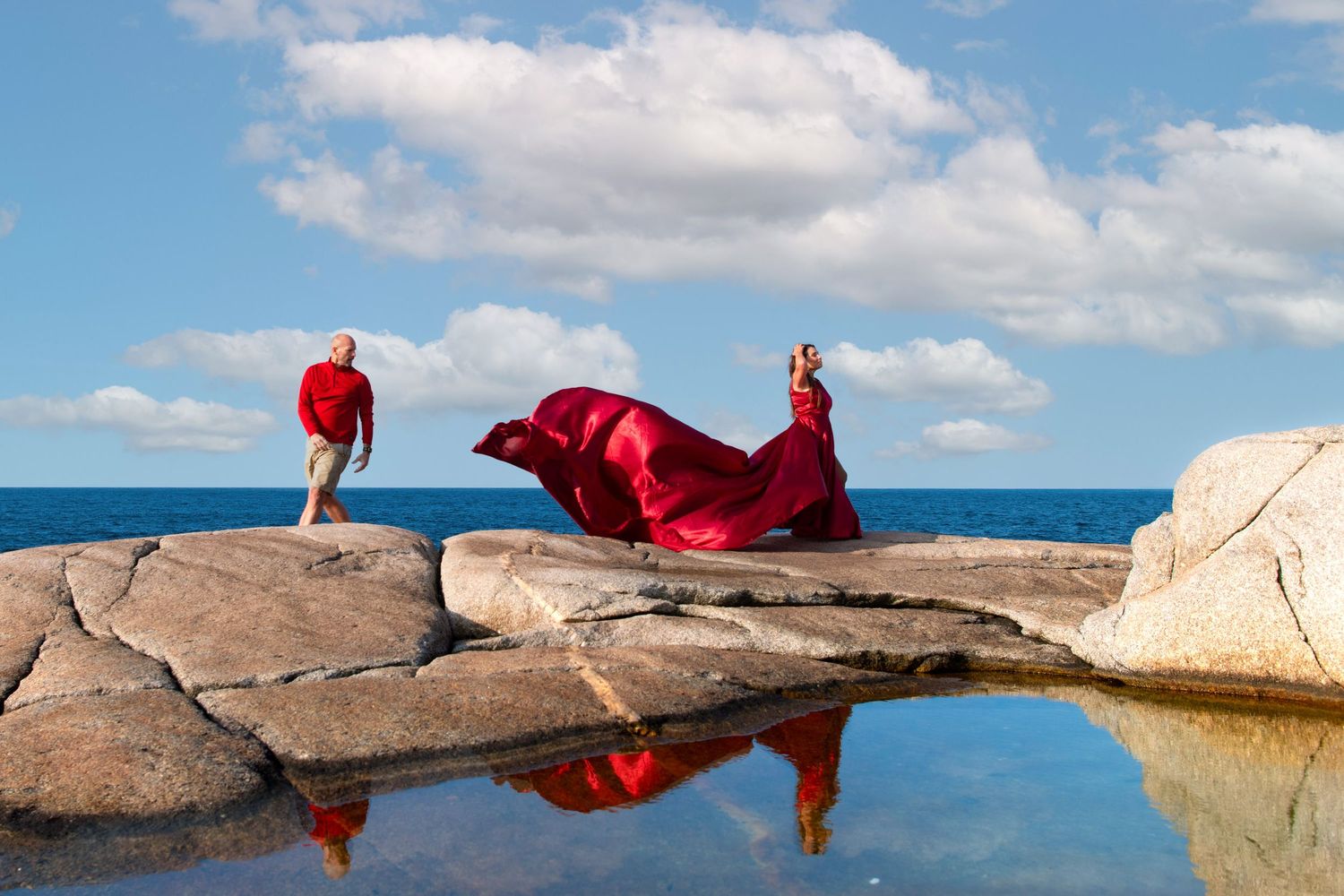 Reflections of a Flying Dress Shoot Peggy's Cove, Nova Scotia
