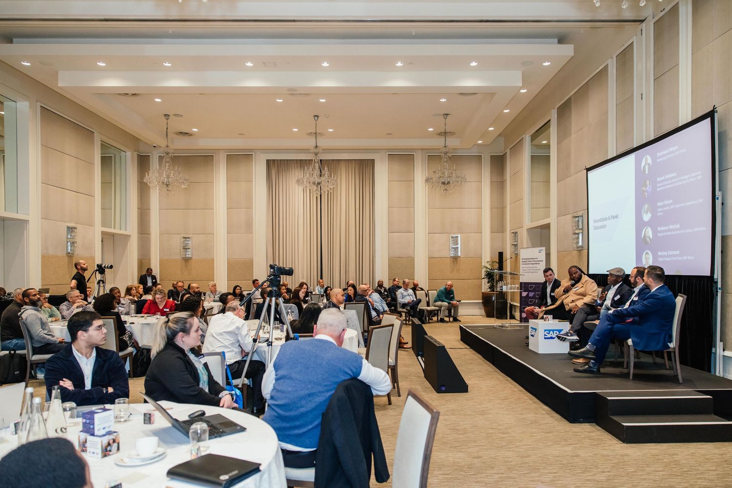 Client engagement and networking at business event