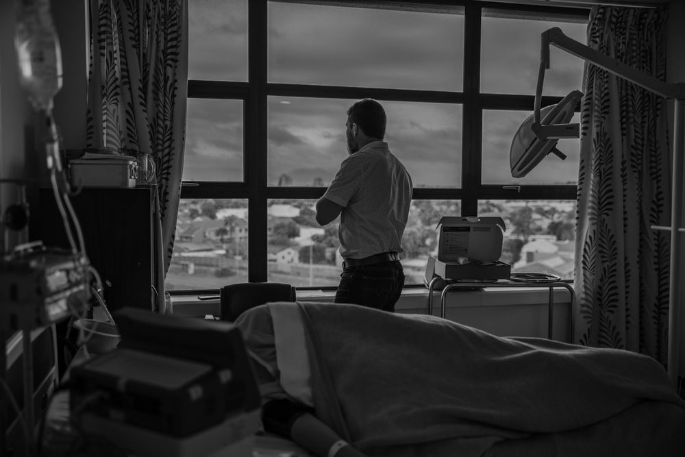 Anxious father waiting for baby to be born birth photographer cape town