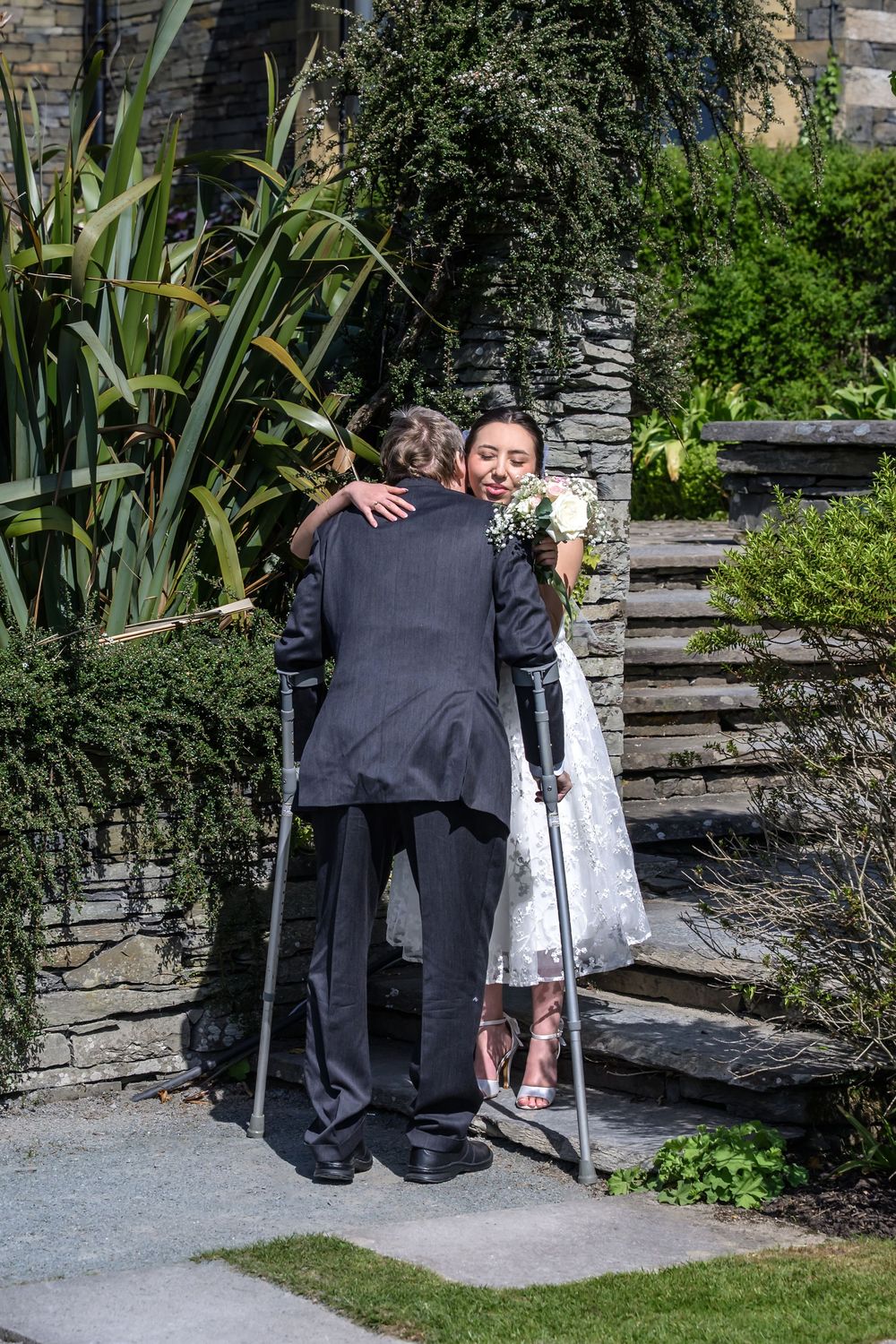 Bride hugs her father before her wedding at Cragwood Country House Hotel