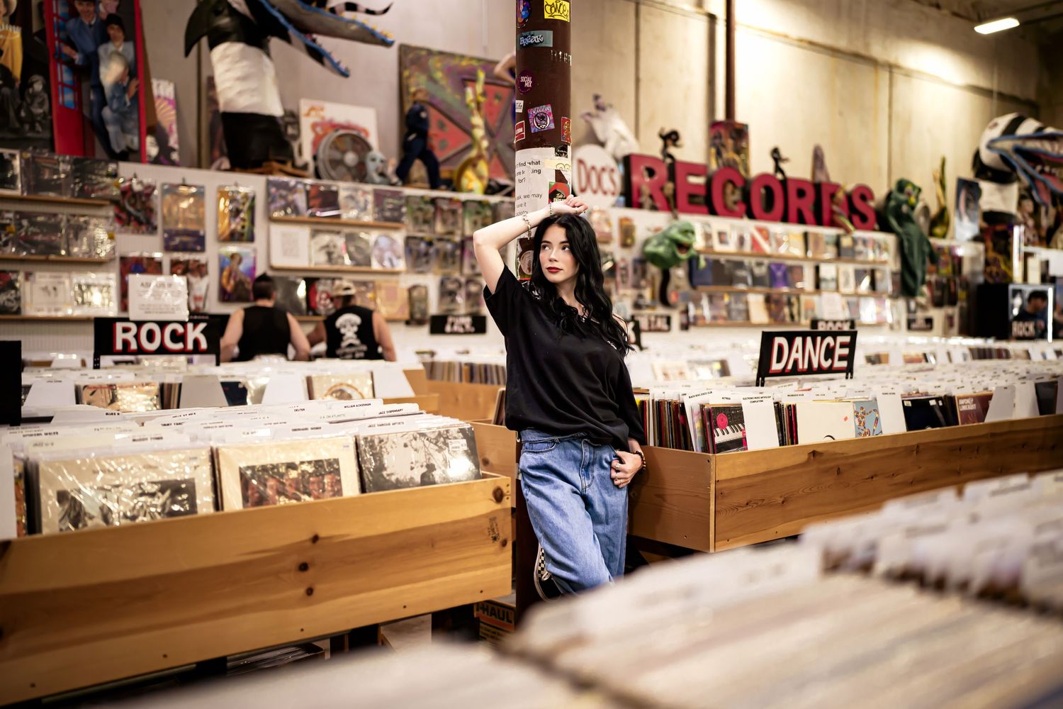 Senior Photography Record Store Doc Records Fort Worth Texas