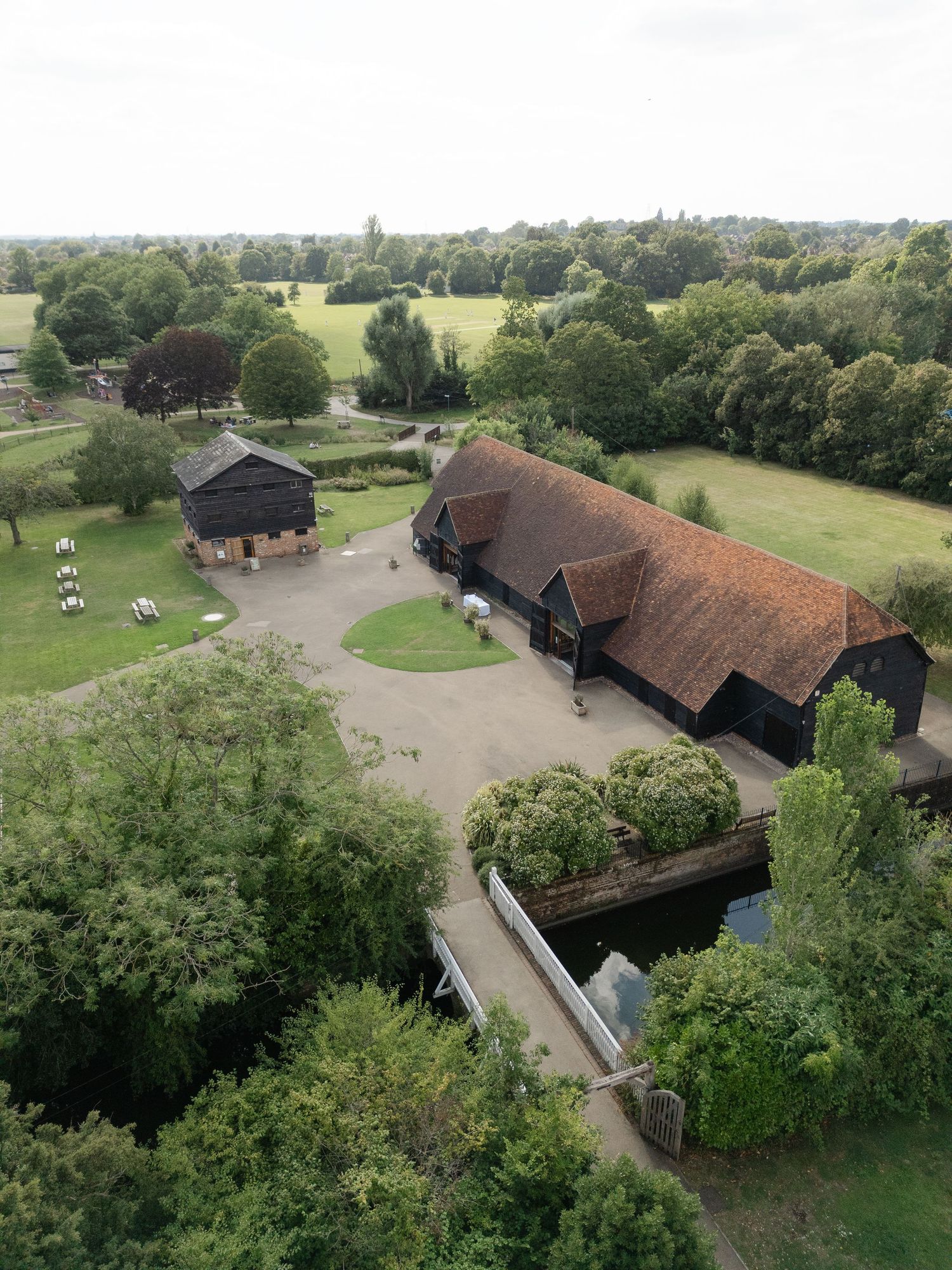 Aerial shot of the Great Barn in Harrow