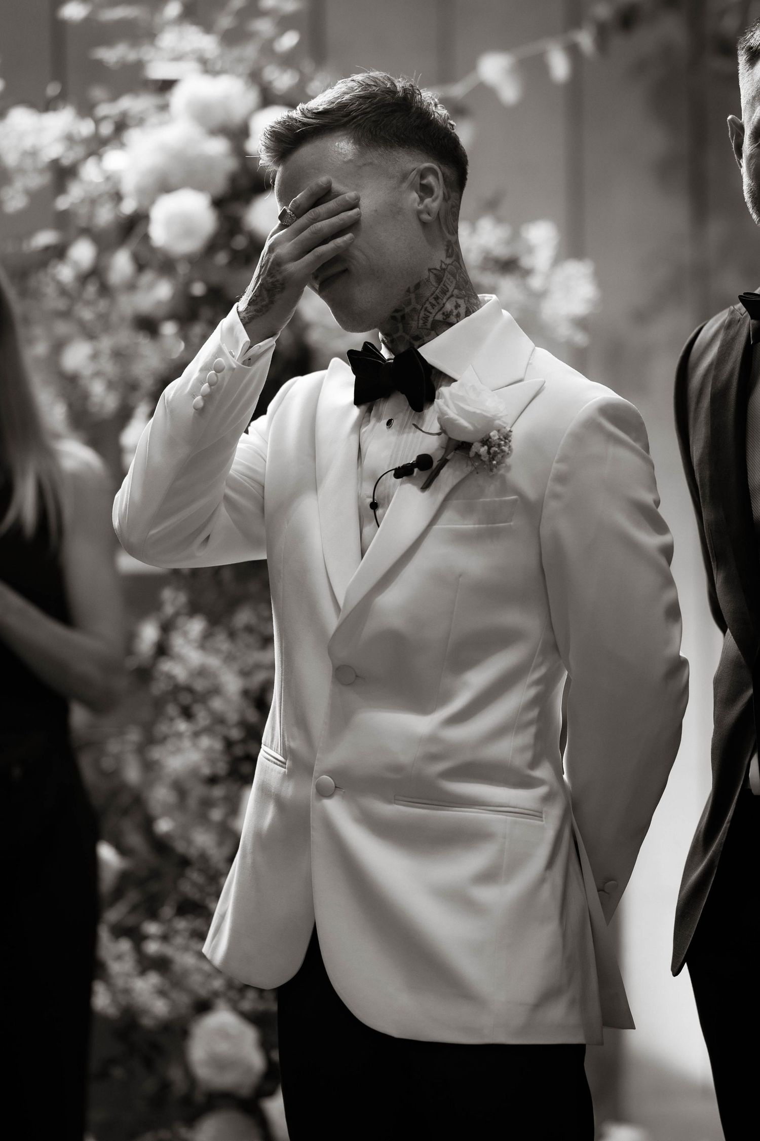 groom cries at Primrose Hill farm Wedding- Photo by Primrose Hill Farm Wedding Photographer, Olivia J Morgan Photography