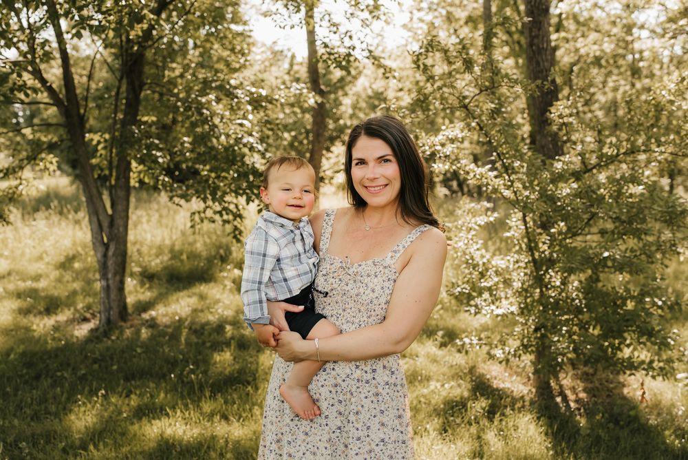 mom and son snuggle together in west cincinnati