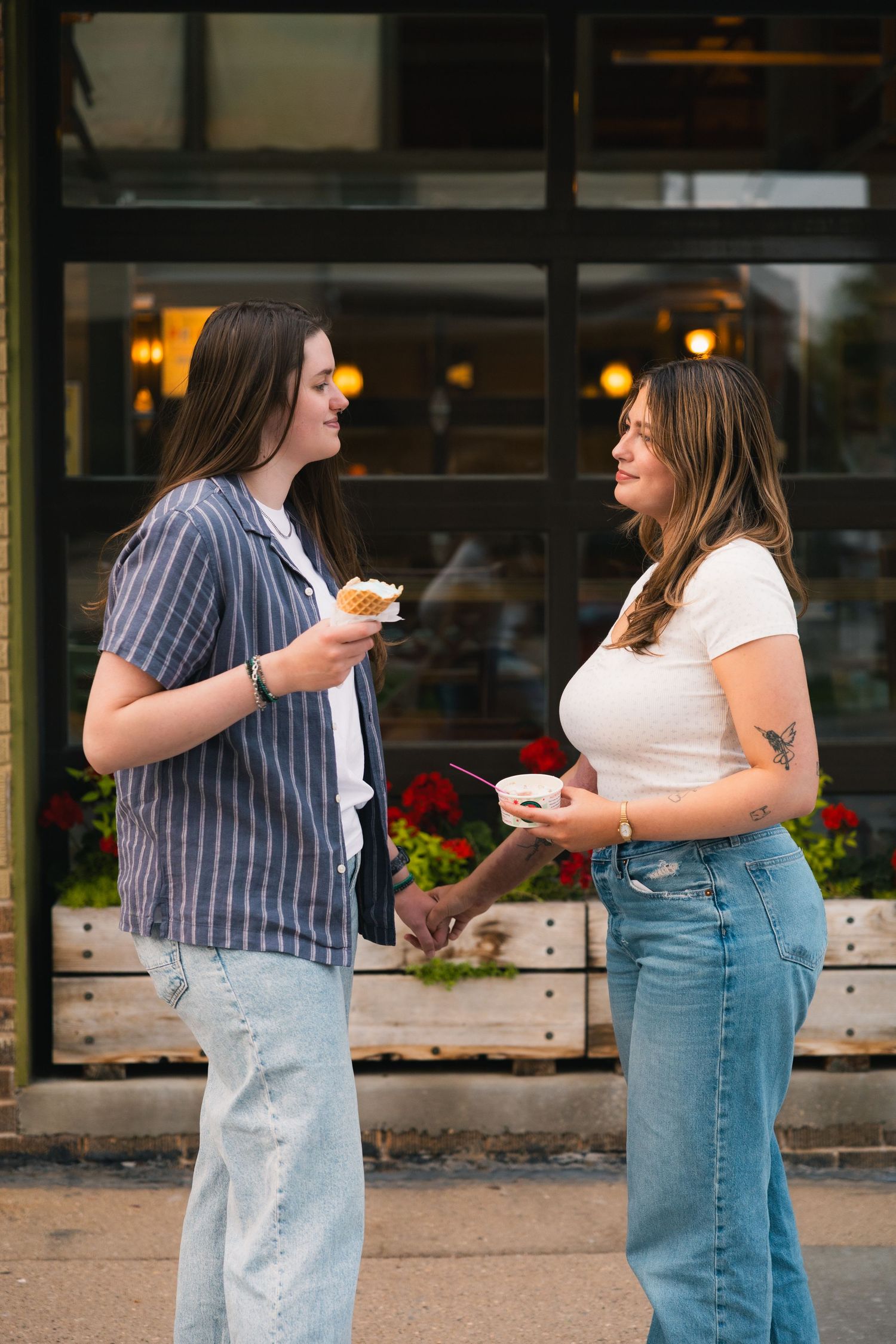 madison wi couples engagement photographer professional photos monroe street colectivo chocolate shoppe ice cream date night lgbtq verona