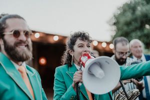Brass Band rocking a wedding party at The Astoria during cocktail