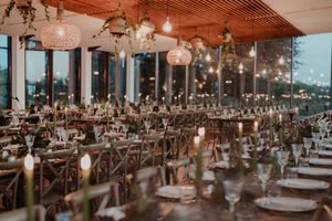 Lounge area with rustic furniture — indoor wedding decor with boho touches in Porto