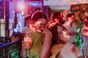 Group of guests celebrating on the dance floor — spontaneous wedding moment