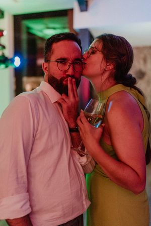 A tender moment shared between two people on a portugal wedding partie´s dancefloor at the Astoria, Porto