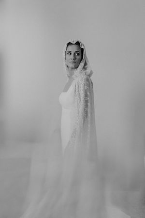 Editorial-style black and white bridal portrait — cinematic wedding photography at The Astoria.