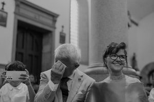 Emotional moment during wedding ceremony at the church by a porto wedding photographer