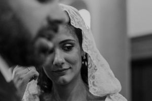 Close-up portrait of the bride with veil — emotional wedding moment captured in Portugal at The Astoria wedding venue.