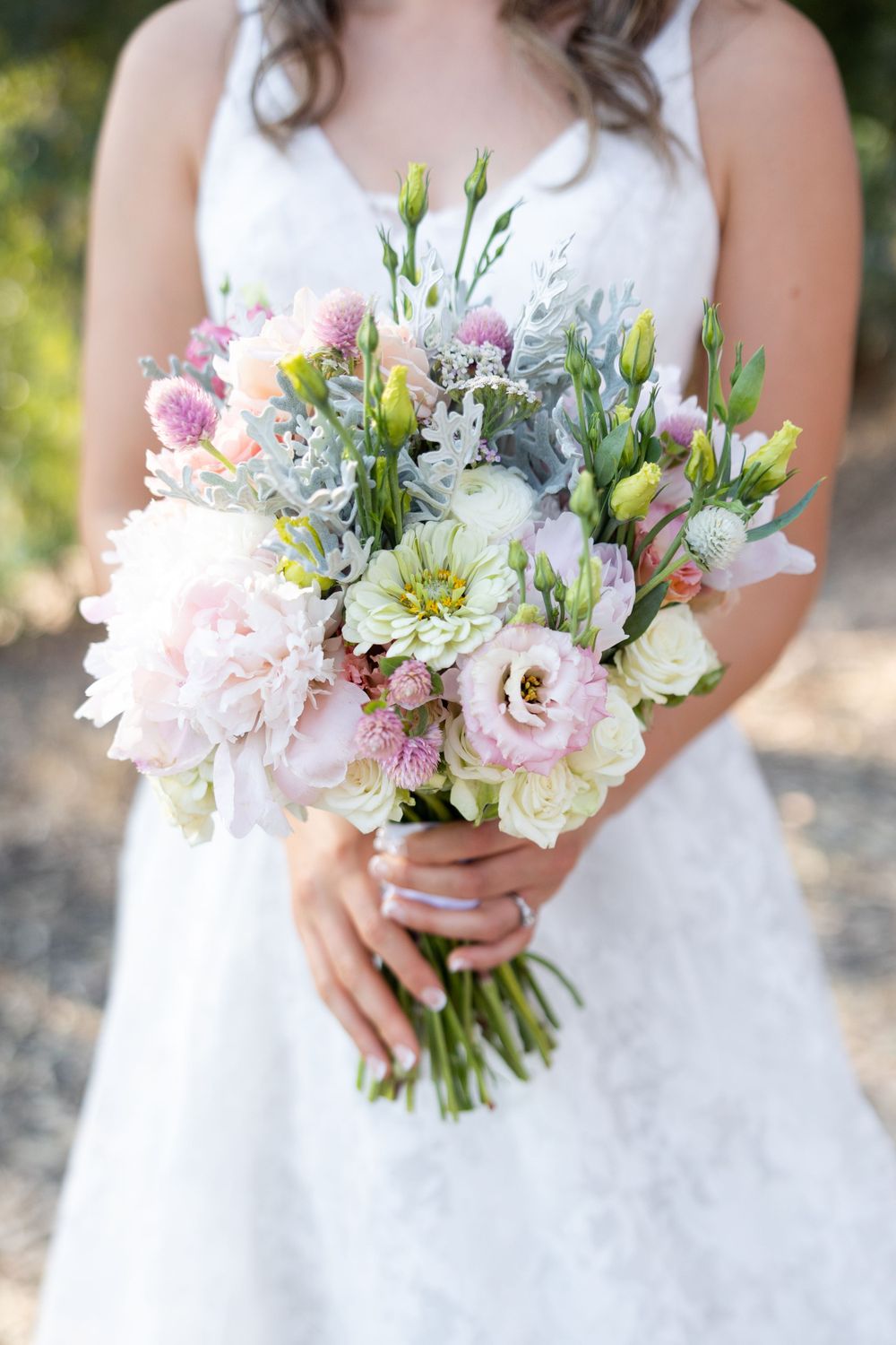 bouquet detail shot with bride at Orland, California Wedding at private residence, Northern California photographer