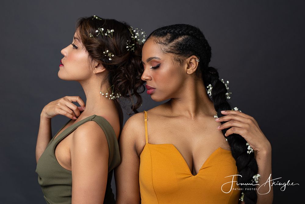Flower themed studio session with Nadine and Paige, captured by Funmi Akingbe for Pataki Photos