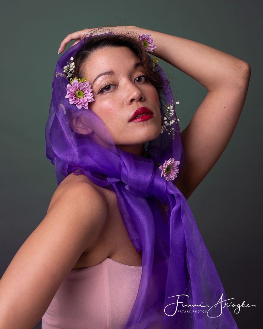 Flower themed studio session with Nadine, captured by Funmi Akingbe for Pataki Photos