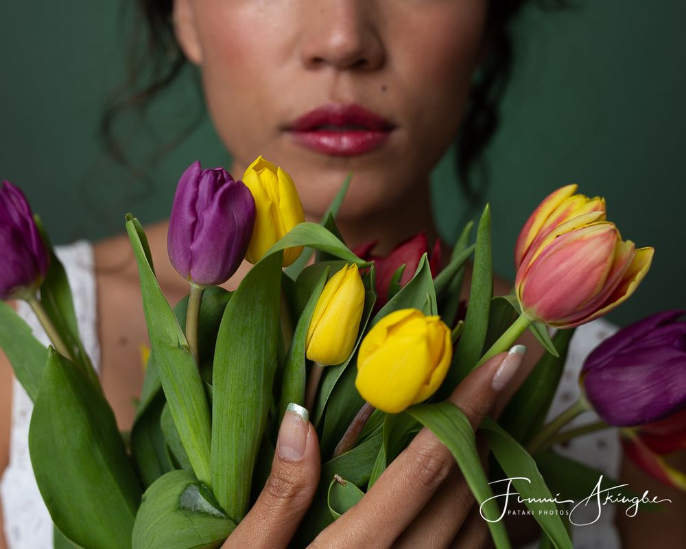 Flower themed studio session with Nadine, captured by Funmi Akingbe for Pataki Photos