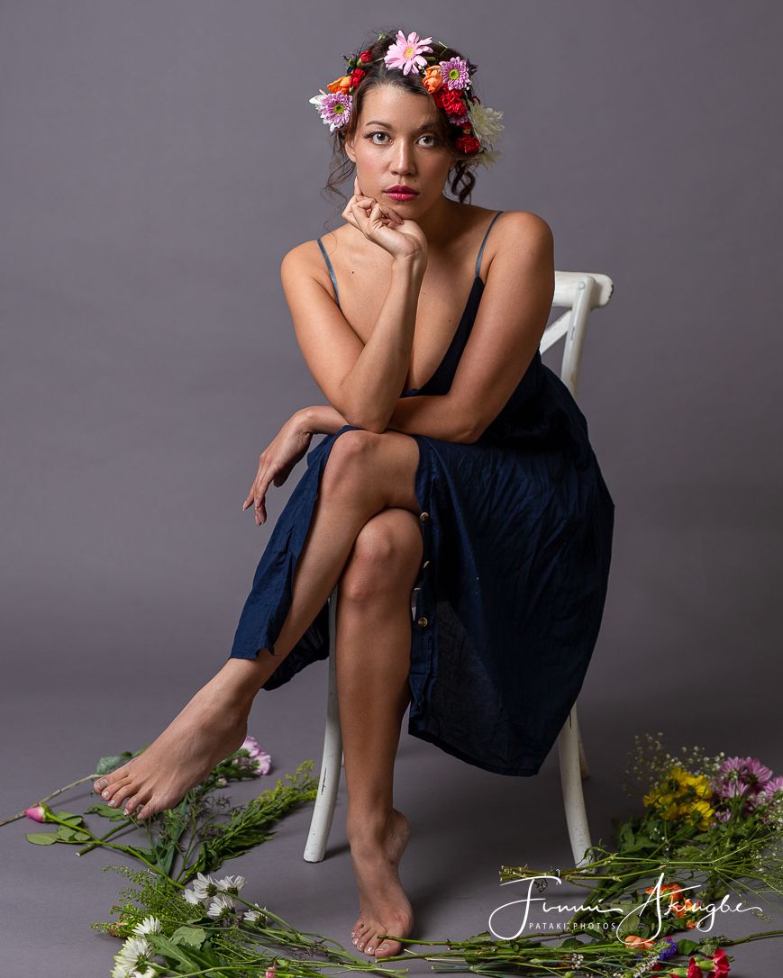 Flower themed studio session with Nadine, captured by Funmi Akingbe for Pataki Photos
