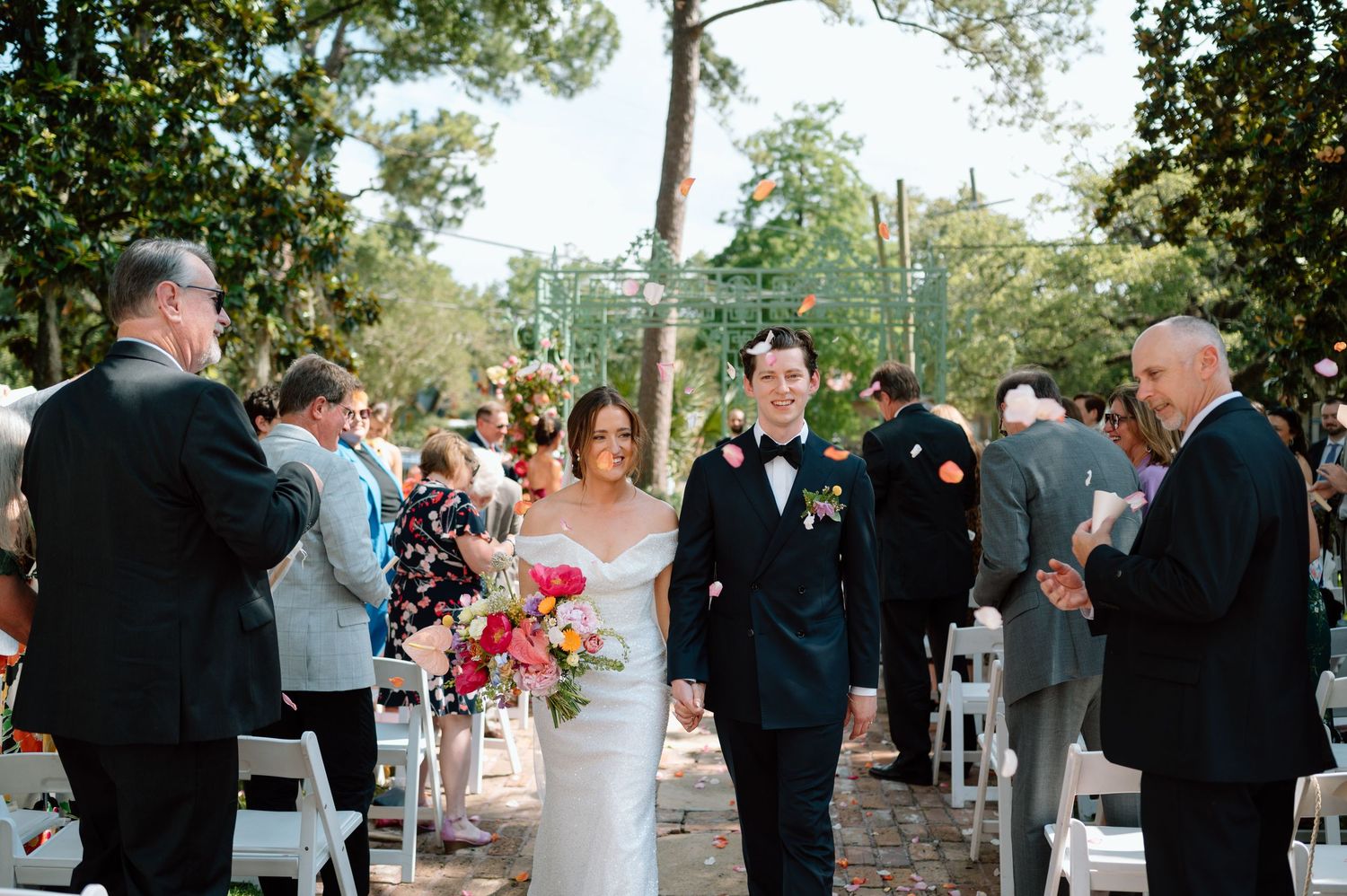 Bride and Groom walking down the aisle at their New Orleans wedding