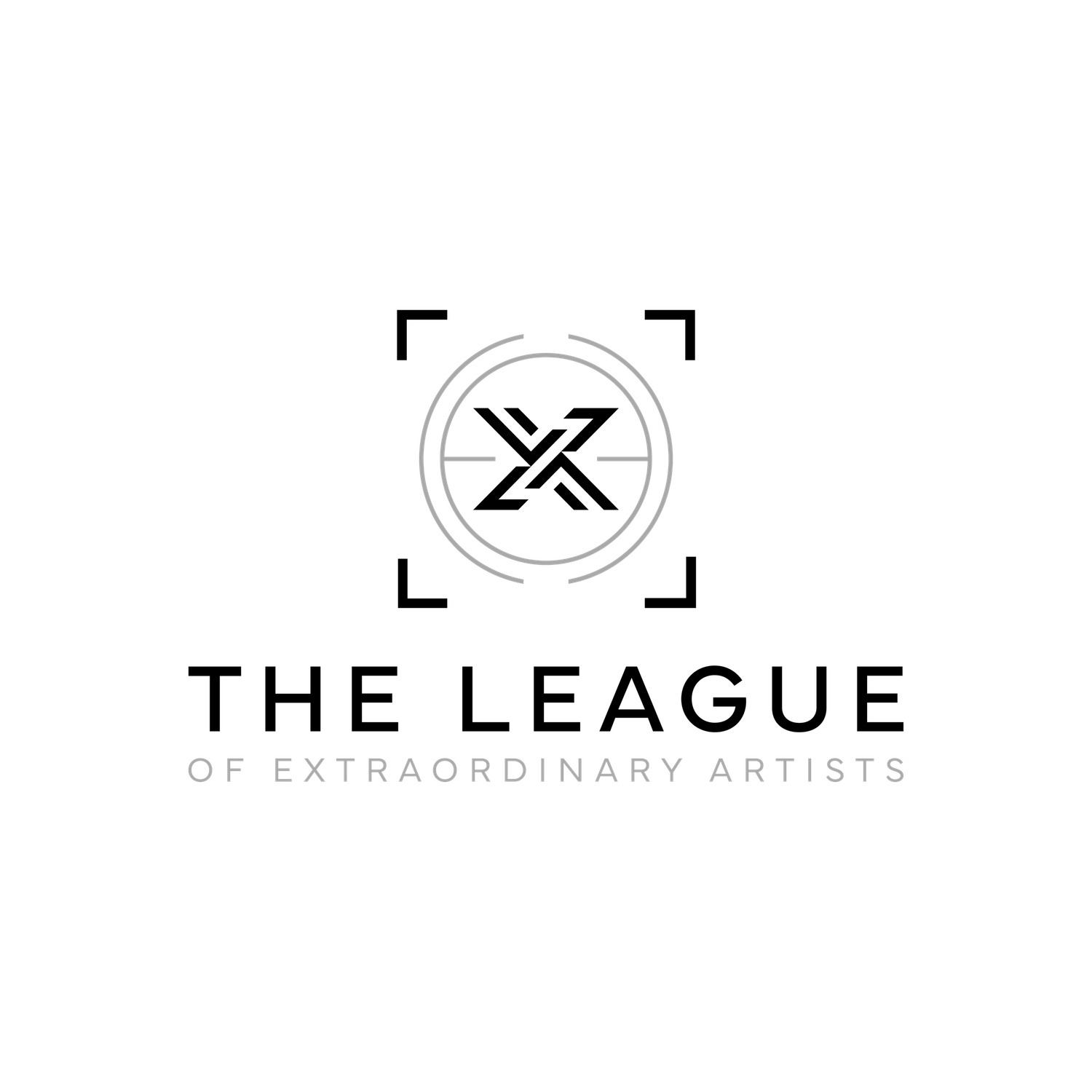 Minimalist black and white circular logo design with two concentric rings and horizontal lines.