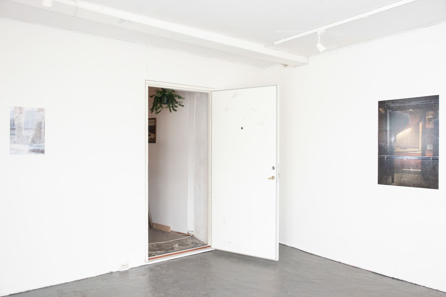 Installation showing two prints by Dan Skjæveland at Galleri Blunk, May 2019, exhibited with Correia and Roura.