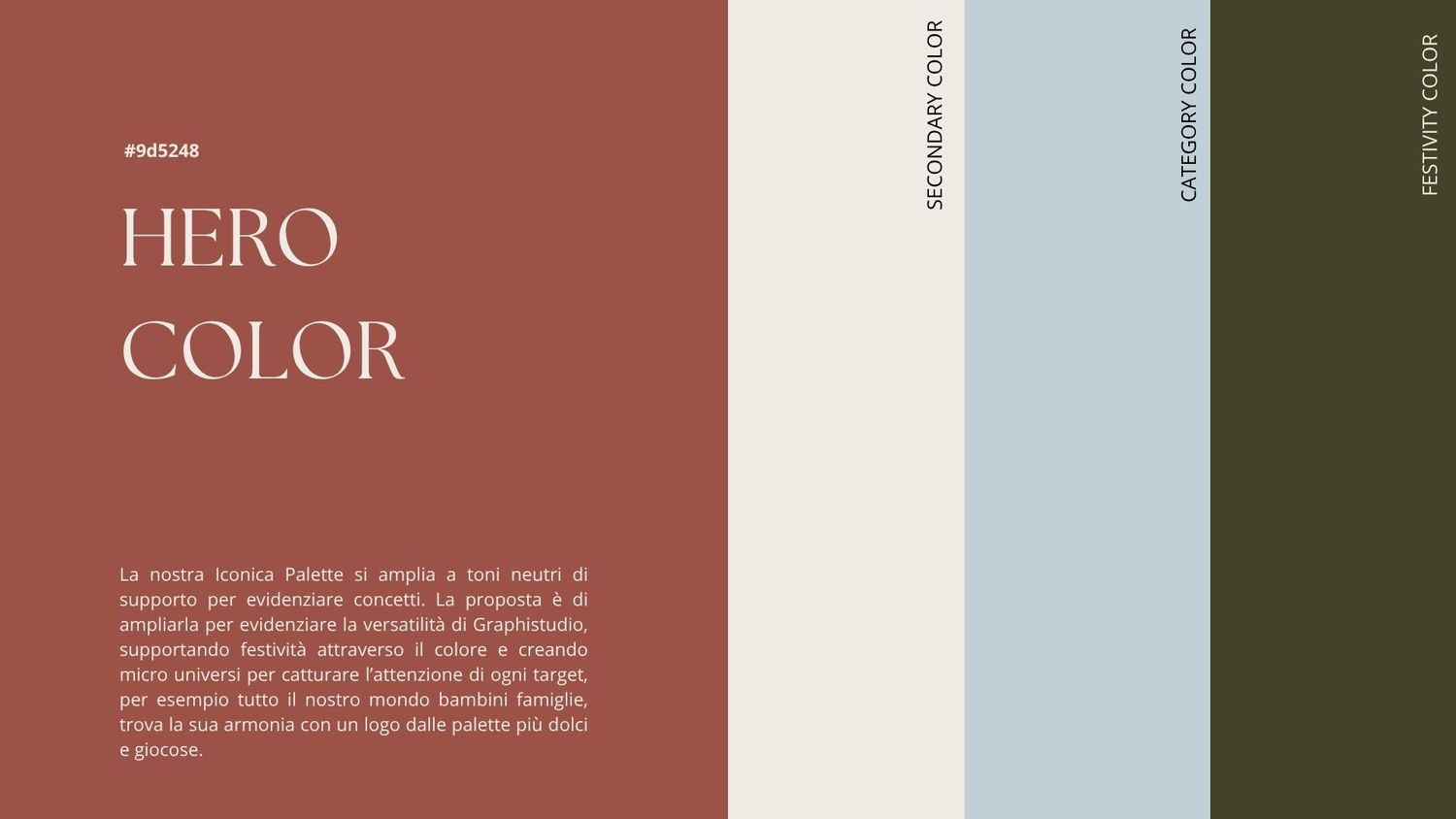 Several minimalist book or magazine spreads featuring the words 'HERO' and 'COLOR' against muted pastel backgrounds.