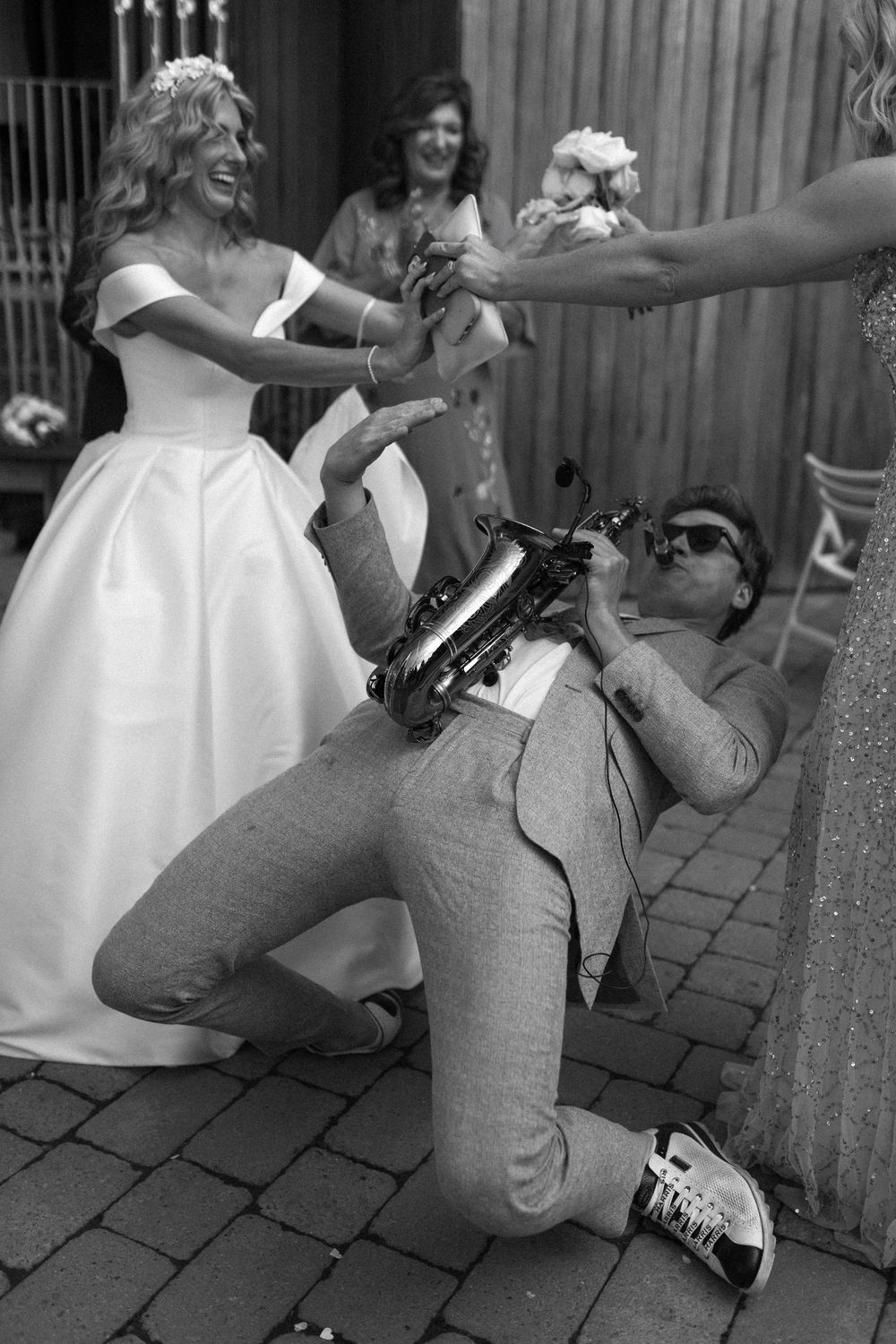 Saxophonist Dan Costin performing at Tunnels Beaches wedding