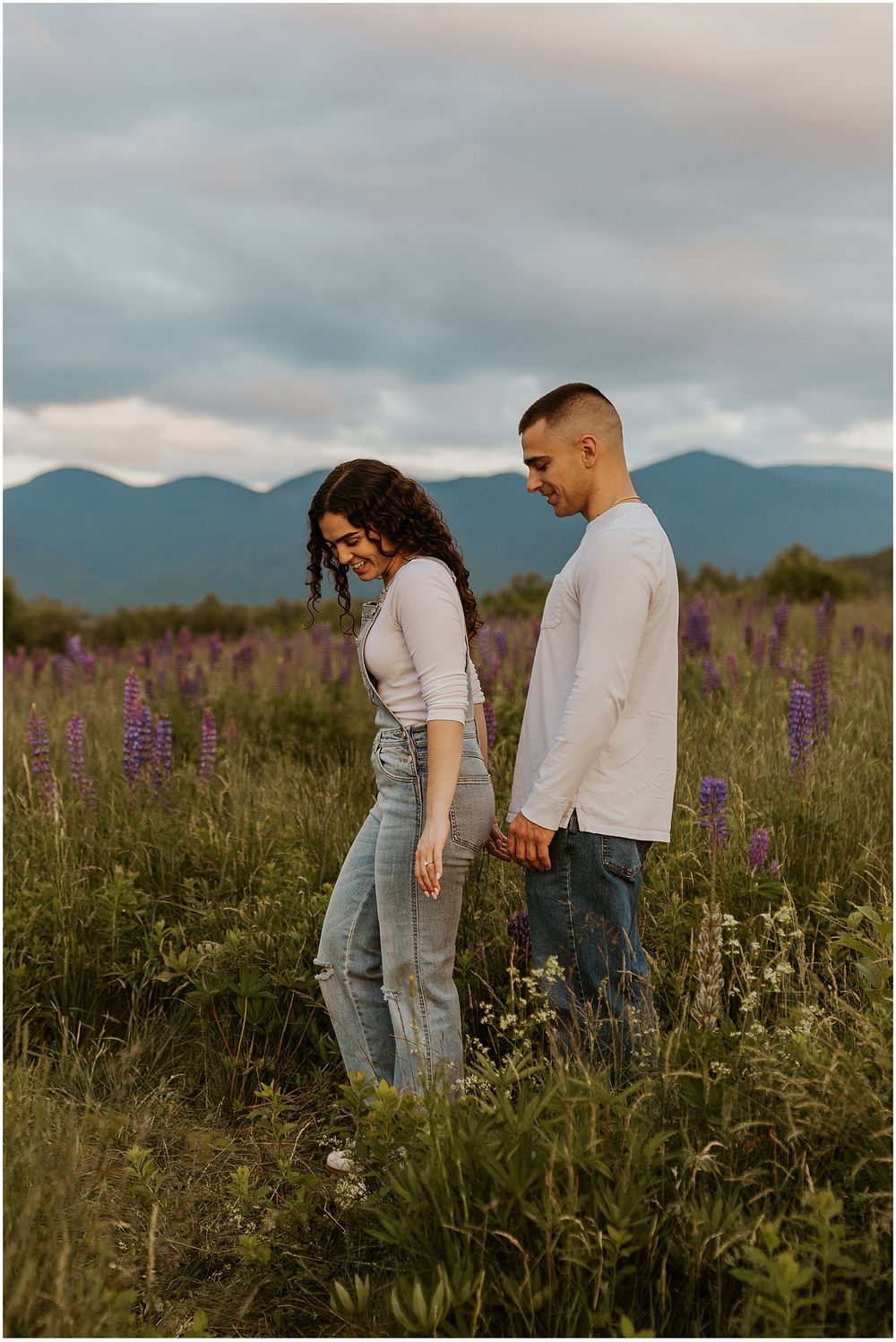 A couple taking New Hampshire engagement photos