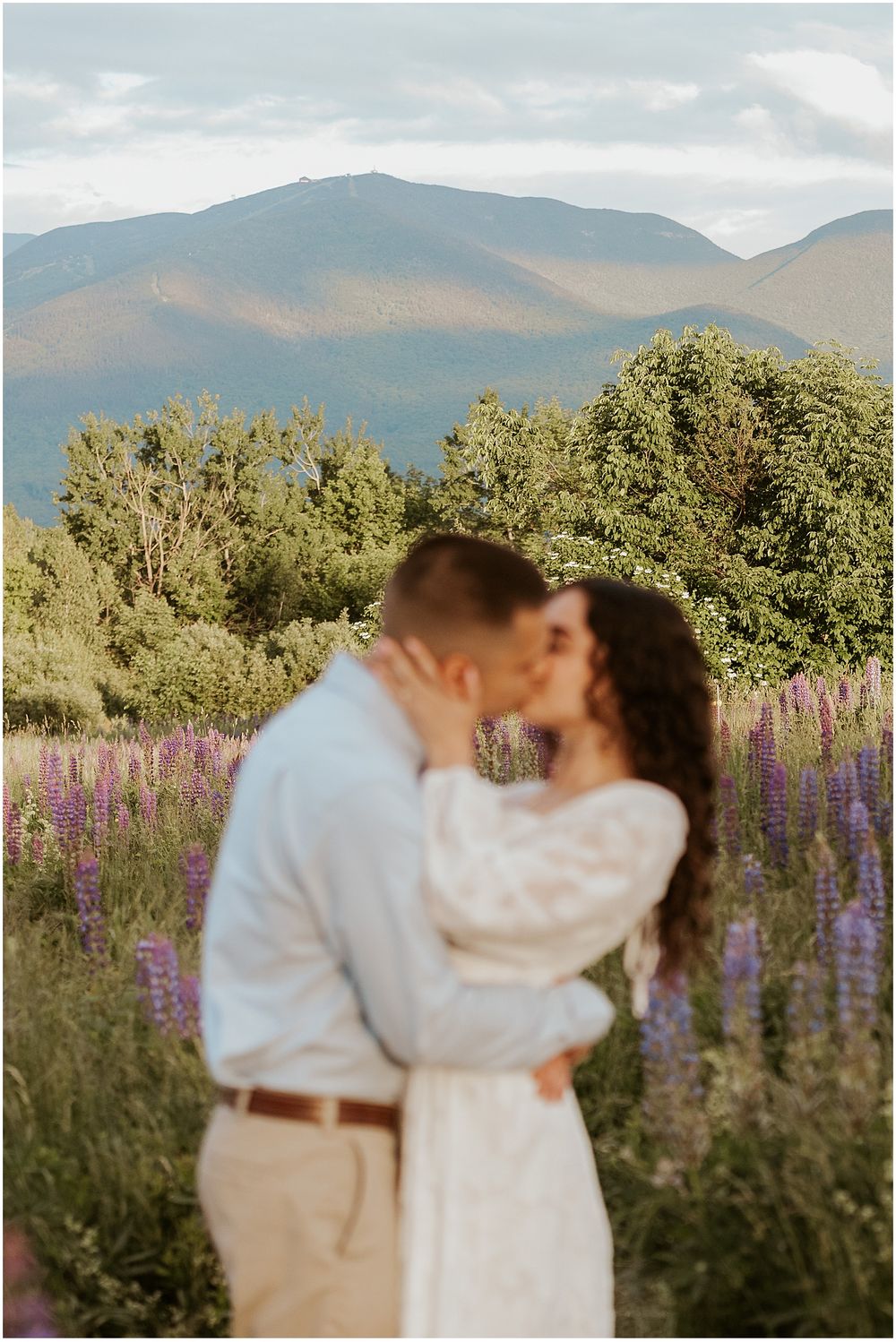 A NH couple taking White Mountain engagement photos