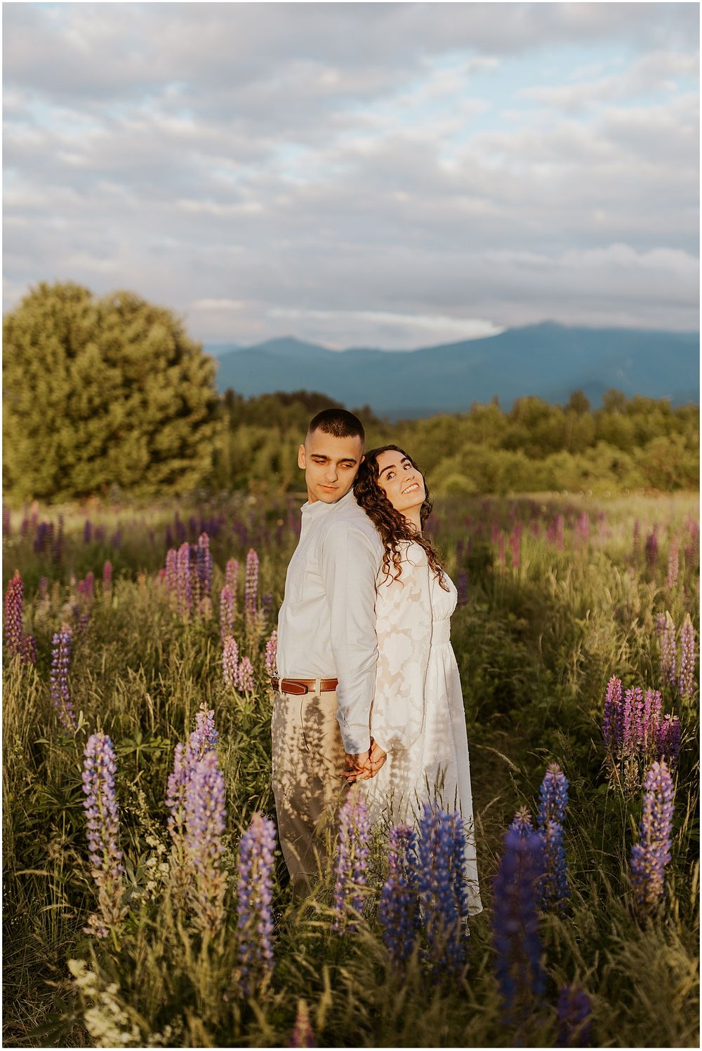 Golden hour engagement photos in the White Mountains