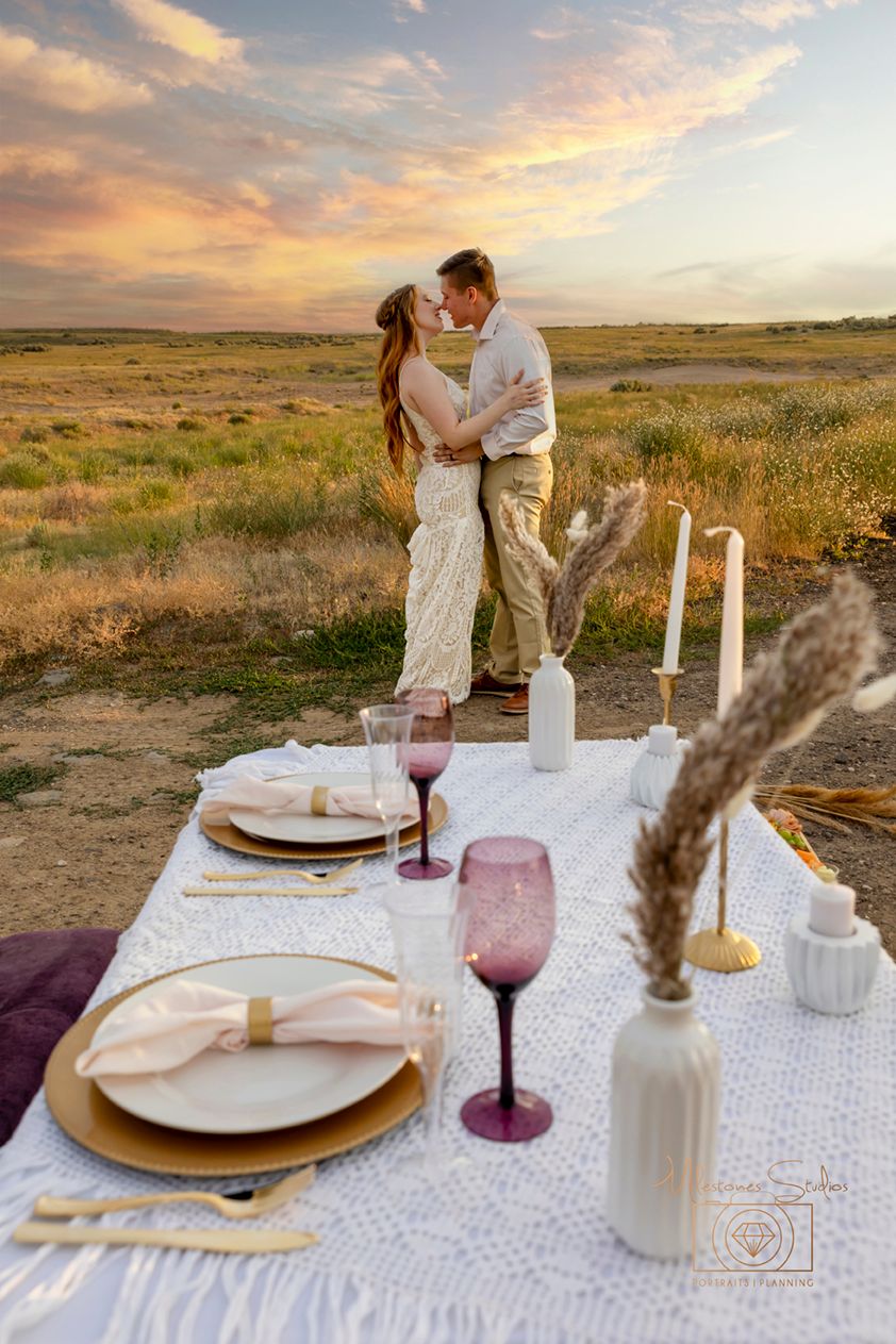 purple boho table decoration