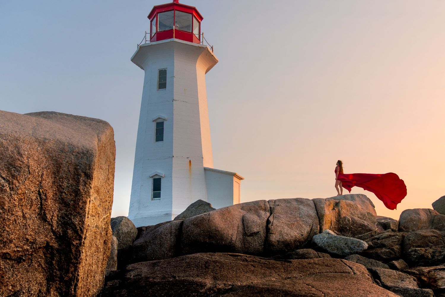 Flying Dress Shoot Peggy's Cove, Nova Scotia