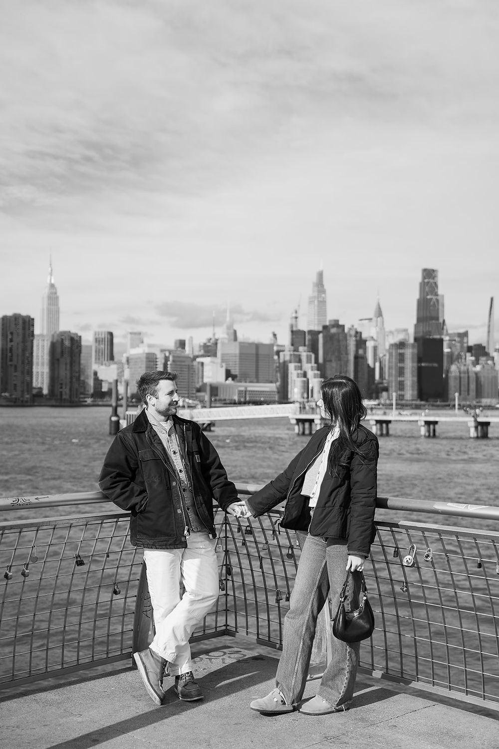 Intentional Brooklyn, New York engagement session capturing soulful, effortless love with warm spring light, fun and quiet connection.