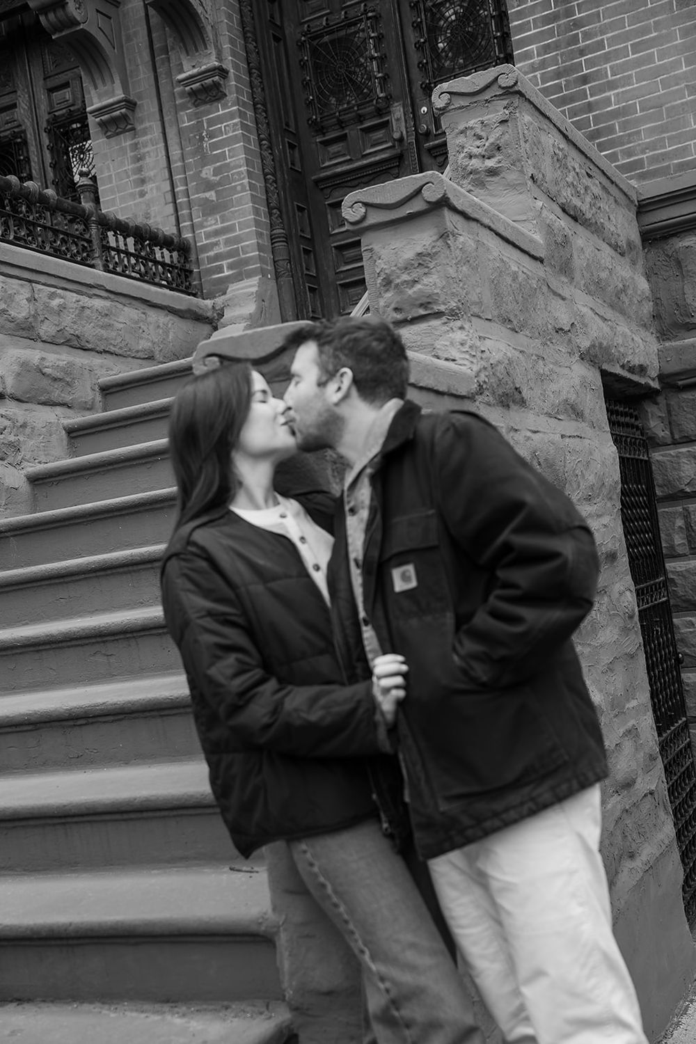 Intentional Brooklyn, New York engagement session capturing soulful, effortless love with warm spring light, fun and quiet connection.